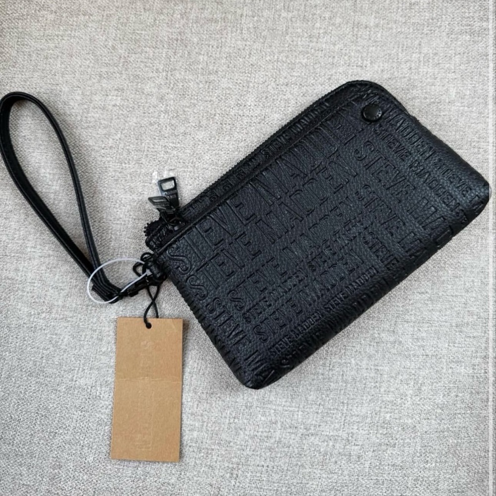 Steve Madden Textured Black Wristlet
